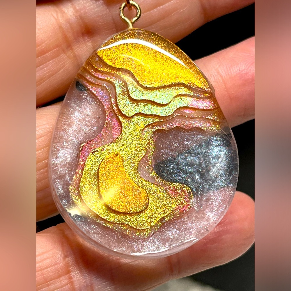 🌸💖cute handmade geography/terrain-resin pendant with chain